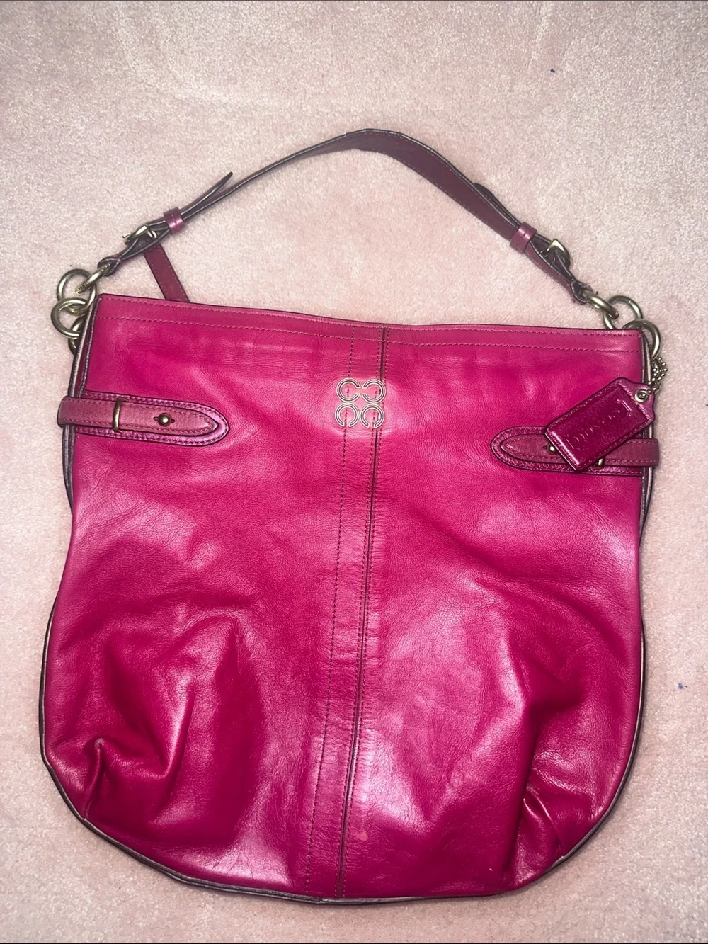 Coach Colette Hobo Bag Vibrant Pink Gold Hardware